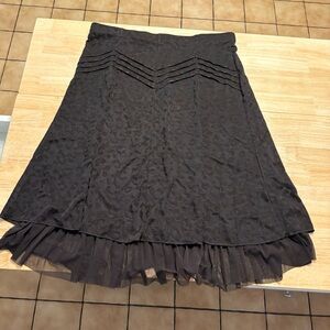 Zashi Elegant Eggplant Black Skirt with Ruffle Hem XL